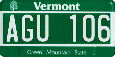 VT license plate AGU106