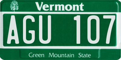 VT license plate AGU107