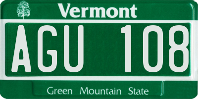 VT license plate AGU108