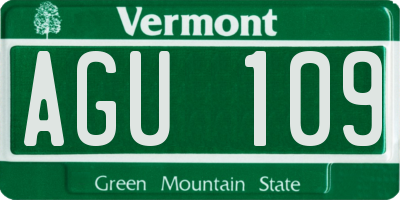 VT license plate AGU109