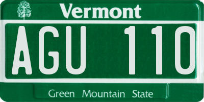 VT license plate AGU110