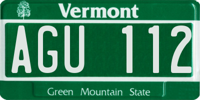 VT license plate AGU112