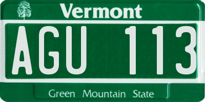 VT license plate AGU113