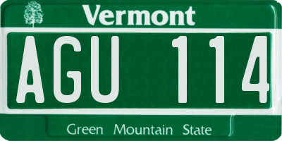 VT license plate AGU114