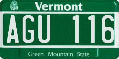 VT license plate AGU116