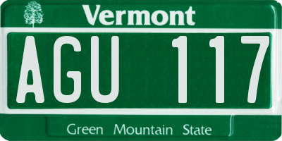 VT license plate AGU117