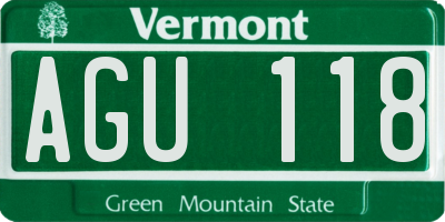 VT license plate AGU118
