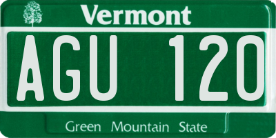 VT license plate AGU120