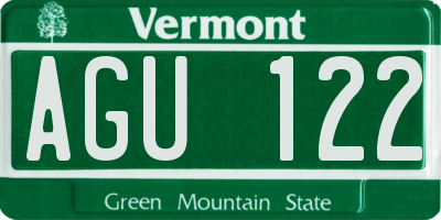 VT license plate AGU122
