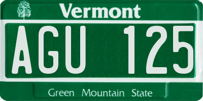 VT license plate AGU125