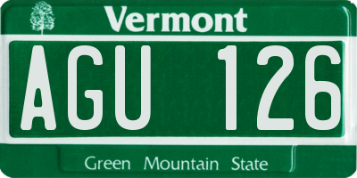 VT license plate AGU126