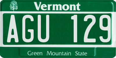 VT license plate AGU129