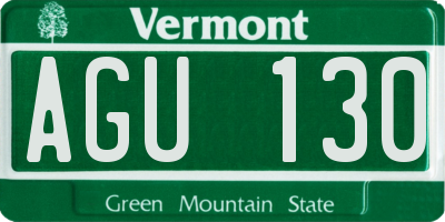 VT license plate AGU130