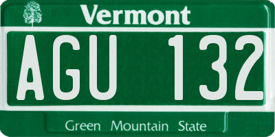VT license plate AGU132