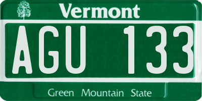 VT license plate AGU133