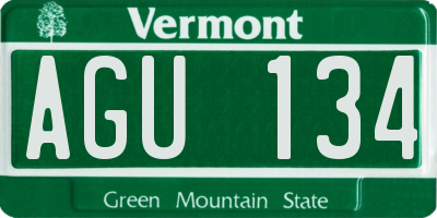 VT license plate AGU134