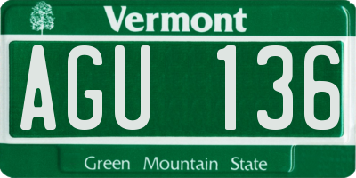 VT license plate AGU136