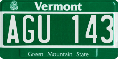 VT license plate AGU143