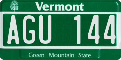 VT license plate AGU144