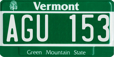 VT license plate AGU153
