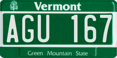 VT license plate AGU167