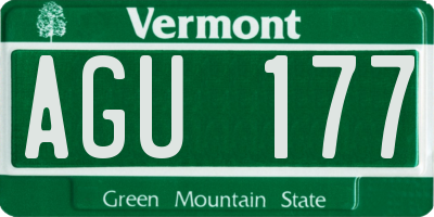 VT license plate AGU177