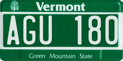 VT license plate AGU180