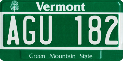 VT license plate AGU182