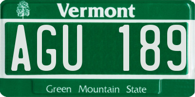 VT license plate AGU189