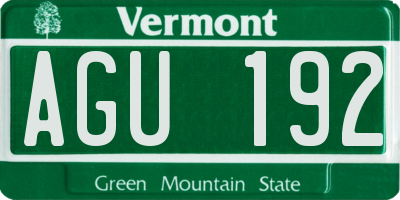 VT license plate AGU192