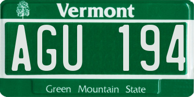VT license plate AGU194