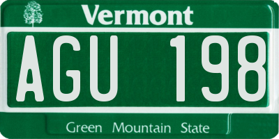 VT license plate AGU198
