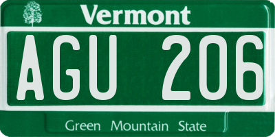 VT license plate AGU206