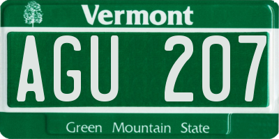 VT license plate AGU207