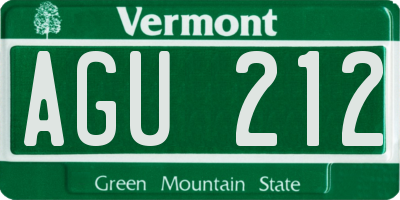 VT license plate AGU212