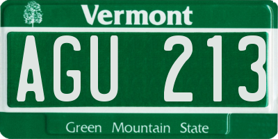 VT license plate AGU213