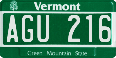 VT license plate AGU216