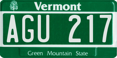 VT license plate AGU217