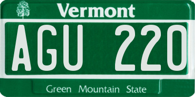 VT license plate AGU220