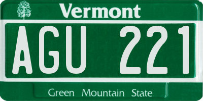 VT license plate AGU221