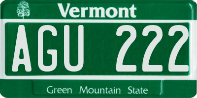VT license plate AGU222