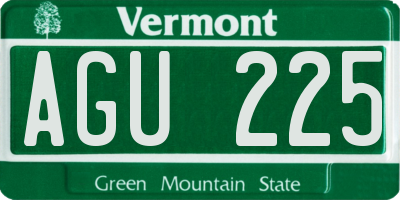 VT license plate AGU225