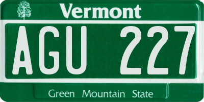 VT license plate AGU227