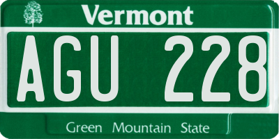 VT license plate AGU228
