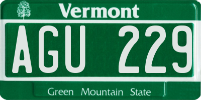 VT license plate AGU229