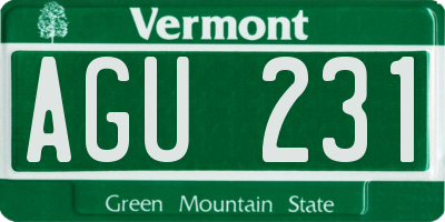 VT license plate AGU231
