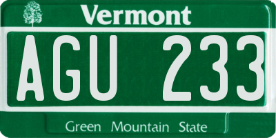 VT license plate AGU233