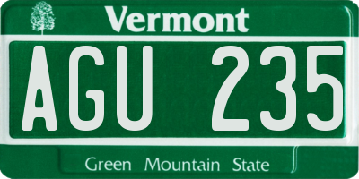VT license plate AGU235