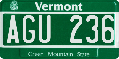 VT license plate AGU236