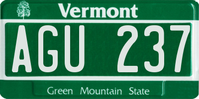 VT license plate AGU237